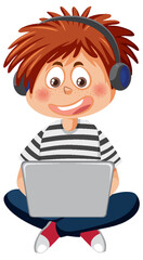 Cute boy using laptop