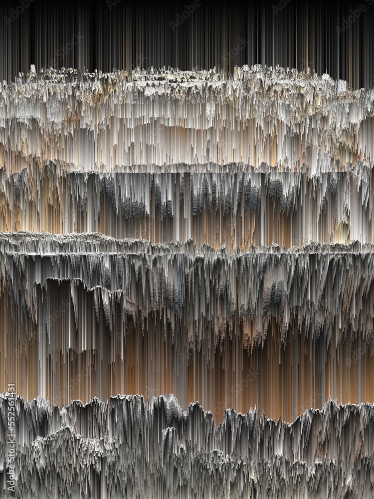 Poster oblique view on irregular grid pattern in grey and copper colours