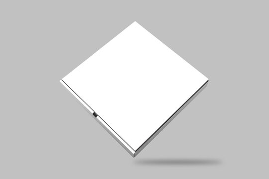 Empty Blank White Pizza Box Mockup Isolated On White Background. 3d Rendering.