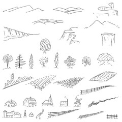 set of farm doodle illustration, editable vector file for all your graphic needs © Artdjodimulyo