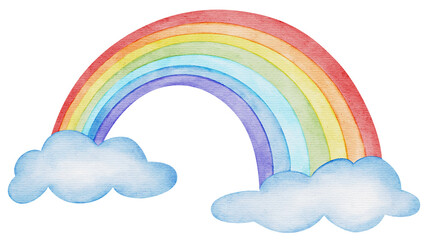 Cute rainbow curve cartoon watercolor illustration