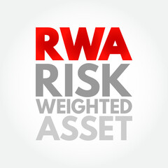 RWA Risk Weighted Asset - bank's assets or off-balance-sheet exposures, weighted according to risk, acronym text concept background