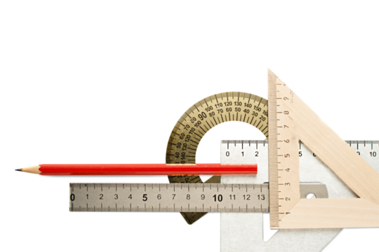 Drafting tools on white background