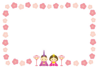 イラスト素材: ひなまつり　桃の花　フレーム　背景イラスト　ピンク　コピースペース(透過背景)
