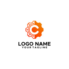 letter C Gear Technology Logo Design