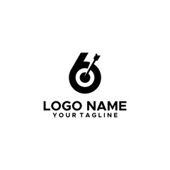 Six and Arrow Bullseye Target Logo Design