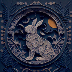 CHINESE RABBIT MOON PAPER CRAFT BACKGROUND