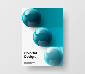 Vivid company brochure design vector illustration. Colorful realistic balls journal cover concept.