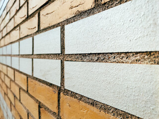 Scandinavian architecture style brickwork pattern, texture of a brick wall in perspective.