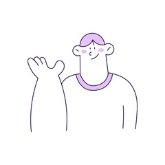 Outline Man Character Illustration Welcoming Gesture