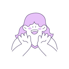Outline Woman Character Illustration Amazed Expression