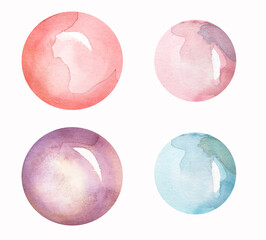 Watercolor cute color polka dots clip art. Delicate color background illustration