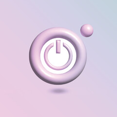 Power button Icon with in circle bright pastel color in 3d style realistic vector art