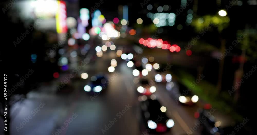 Sticker blur view of the city traffic at night