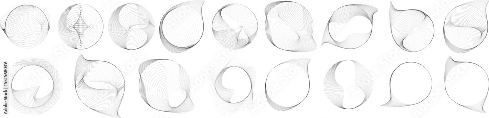 Poster abstract oval lines background with geometric circles . vector rotating ellipse line design . poster