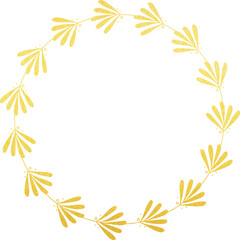 Gold Foil Circle Leaves Frame 