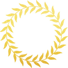 Gold Foil Circle Leaves Frame 