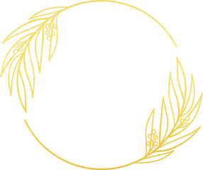 Gold Foil Circle Leaves Frame