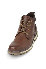 Brown leather boots, Men’s brown ankle boots on transparent background