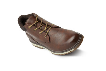 Brown leather boots, Men’s brown ankle boots on transparent background