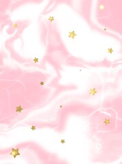 Pink marble background with golden stars