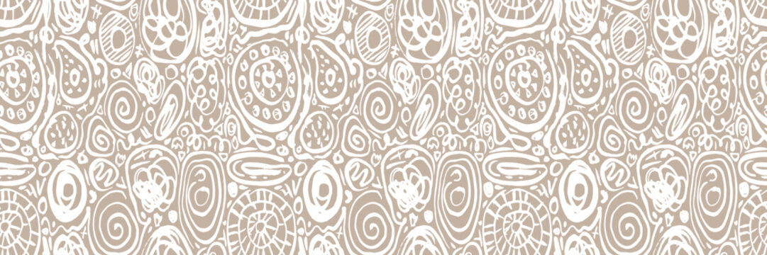 Grunge doodles pattern. Modern fabric design. Tribal ornament seamless pattern. Grunge ethnic background. Contemporary ornaments pattern. 80s, 90s clothes fabric. Boho hippie style.