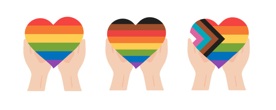 Flag Heart In Hands, LGBT Pride Month, LGBTQ+ , White Human