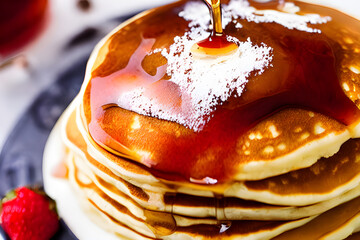 Ai Digital Illustration Pancakes With Maple Syrup