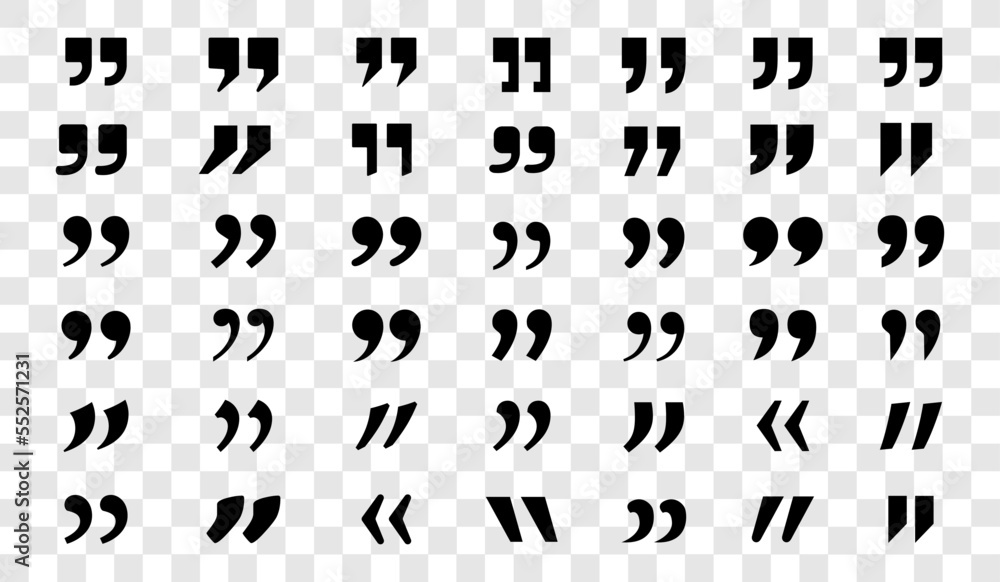 Fototapete set of quote mark icons isolated on white background.quotation marks.black quotes icon collection.ve