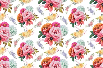 Gordijnen watercolor flower seamless pattern, flower seamless pattern, © Forhadx5