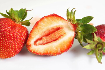 berries of ripe red juicy fresh strawberries