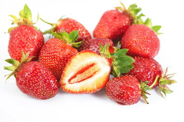 berries of ripe red juicy fresh strawberries