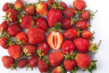berries of ripe red juicy fresh strawberries