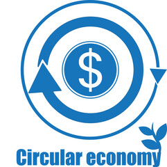 Circular economy icon, finance circular icon blue vector