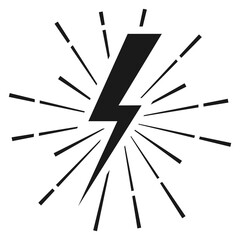 Lightning icon. Shining strike. Thunder bolt black symbol