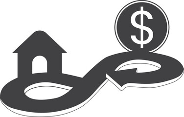 Circular economy icon, currency icon black vector