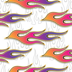 Fire flames seamless pattern vector illustration. Vector fire seamless background for wallpaper, wrapping, packaging, fabric and textile design.