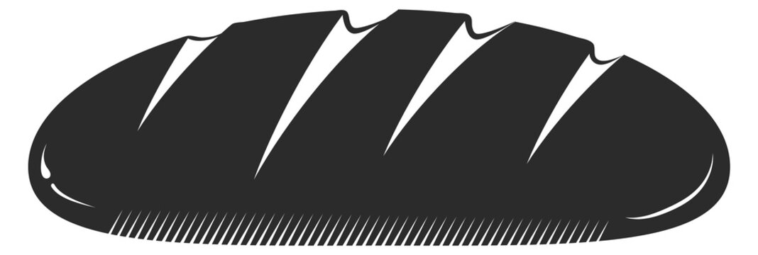 White bread icon. Black bakery food symbol