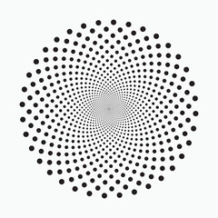 Abstract dotted circles. Halftone dots in circular form. Vector logo. Design element for various purposes.	