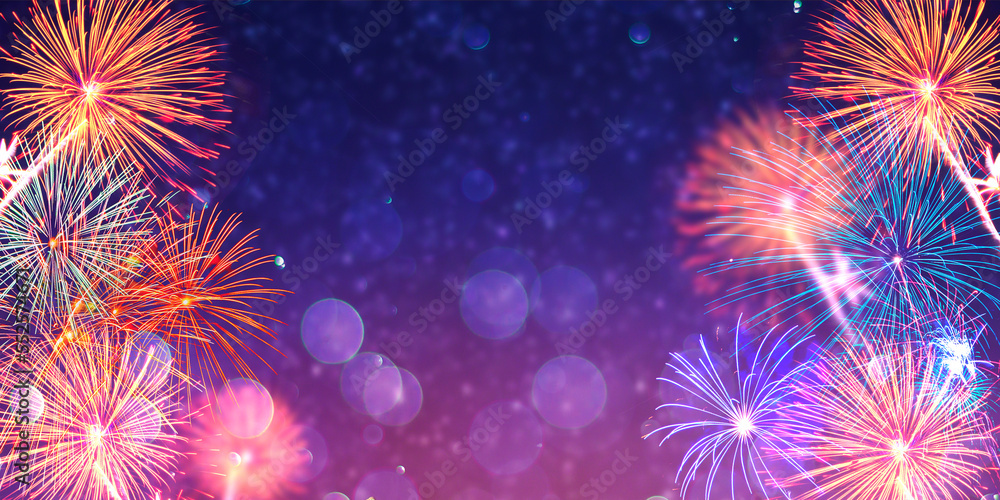 Wall mural background bokeh firework red colorful celebration