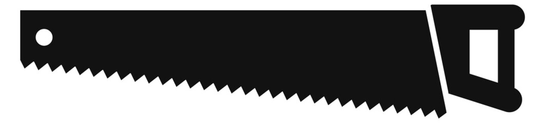 Hand saw icon. Black wood cutting tool