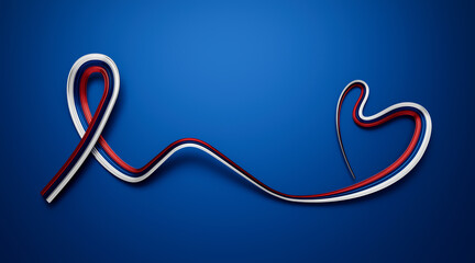Serbian flag heart shaped ribbon. 3d illustration. - obrazy, fototapety, plakaty
