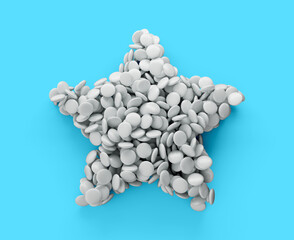 White Sweet color candy in shape of star 3d illustration
