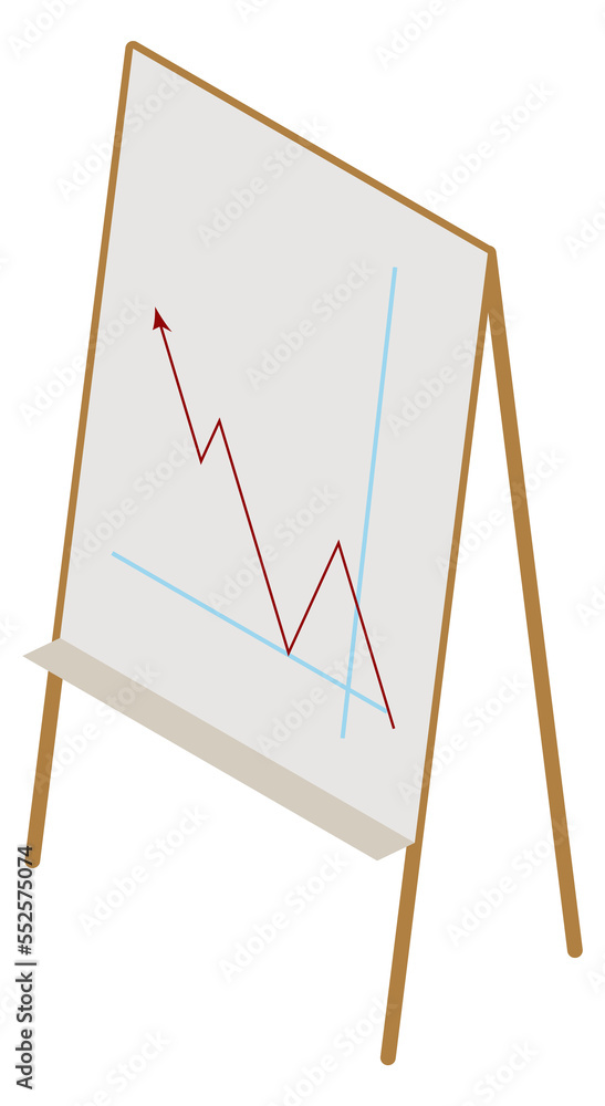 Poster isometric flipchart icon. statistical data presentation symbol