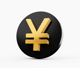 Obraz premium Yen Symbol made of gold with reflection isolated on white background. 3d illustration