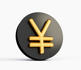 Obraz premium Yen Symbol made of gold with Black icon isolated on white background. 3d illustration