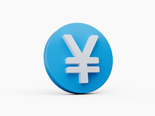 3d Yen symbol Blue White colors 3d illustration