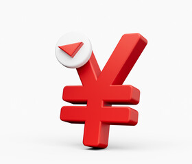 Obraz premium Money yen down icon design. Cost reduction icon 3d illustration.