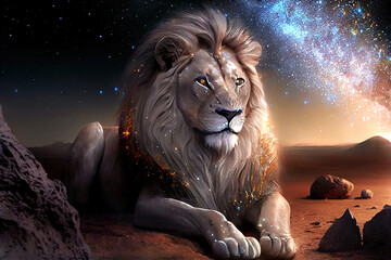 space/galaxy lion on a other planet 