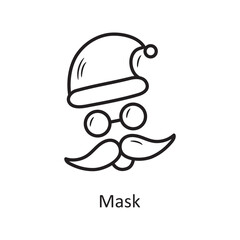 Mask vector outline Icon Design illustration. Christmas Symbol on White background EPS 10 File